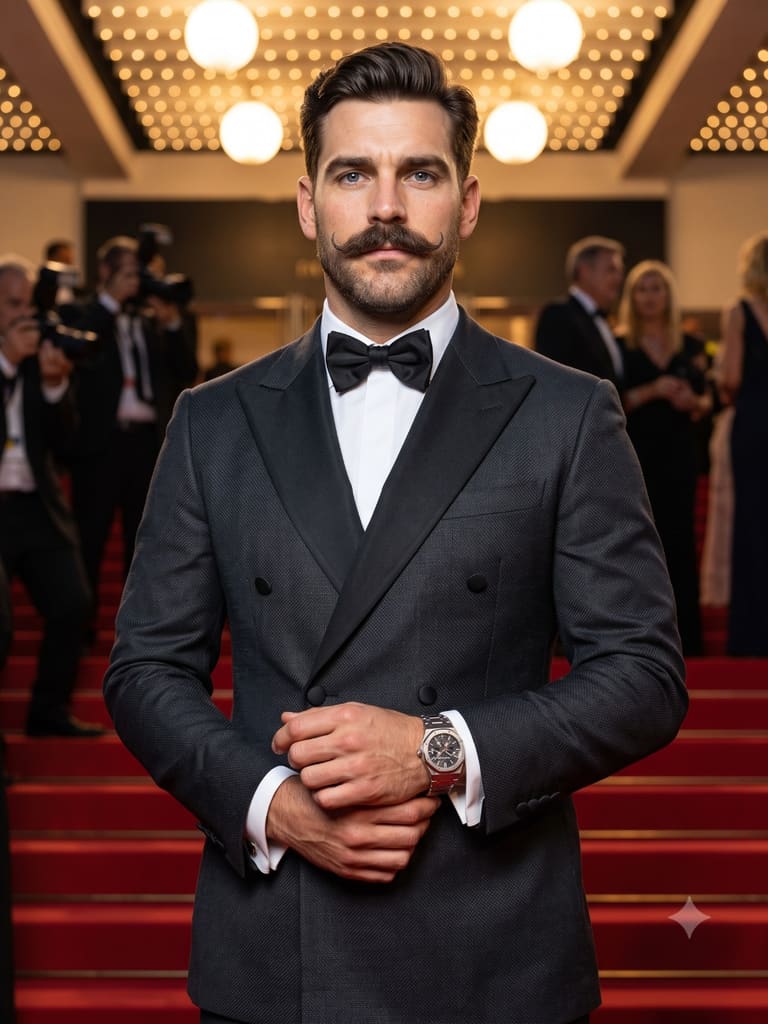 Sharp Tuxedo Red Carpet Glamour Portrait (Variation 2)