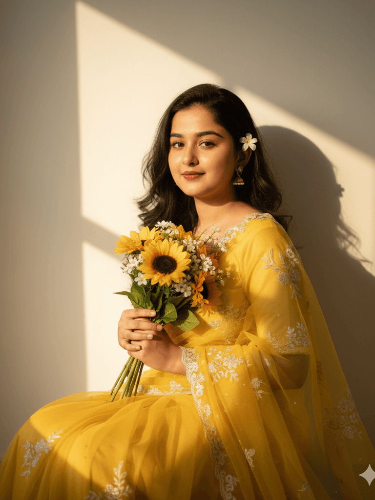 Yellow Saree with sunflowers