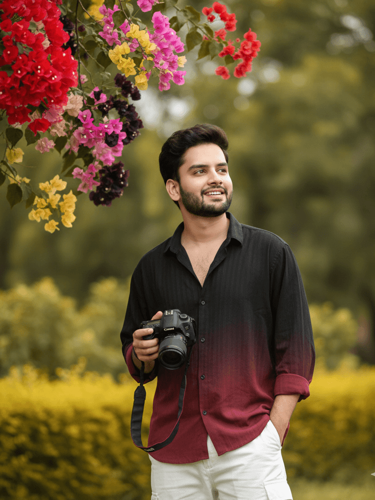 Young man with camera