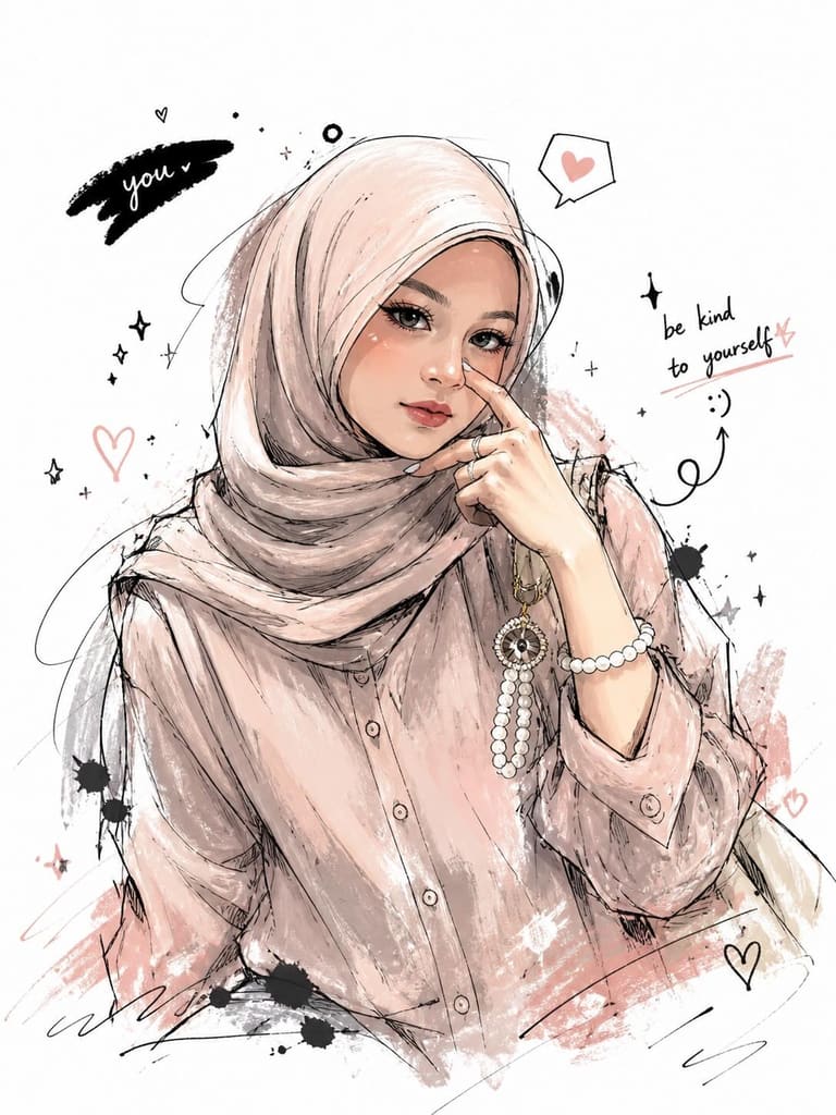 Trendy Anime Grunge Style Portrait Illustration (Variation 6)