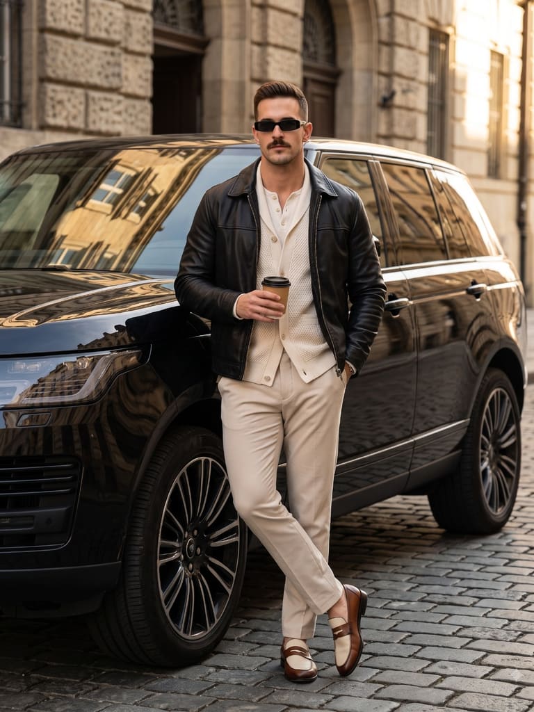 Cinematic Street Style Portrait on Cobblestones