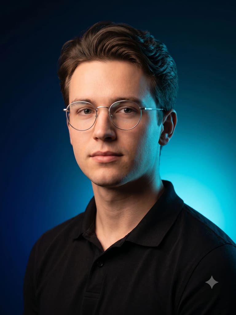 Studio Portrait with Cyan Glow