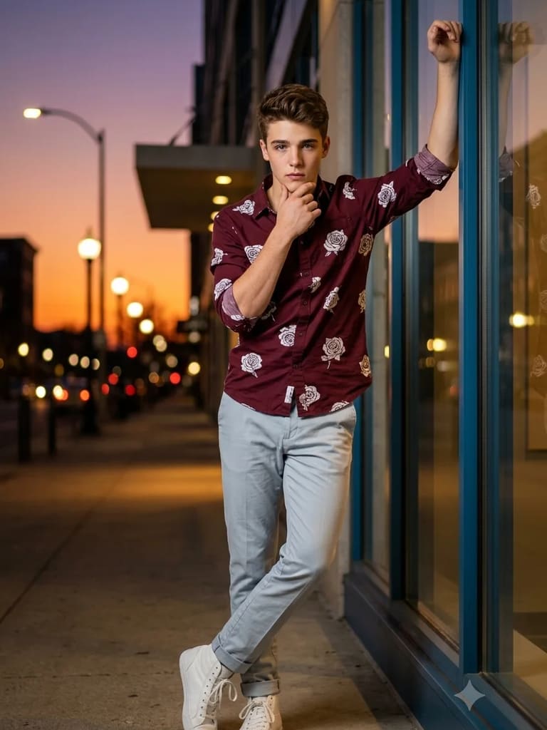 Urban Streetwear Stylish Young Boy Studio Portrait (Variation 2)