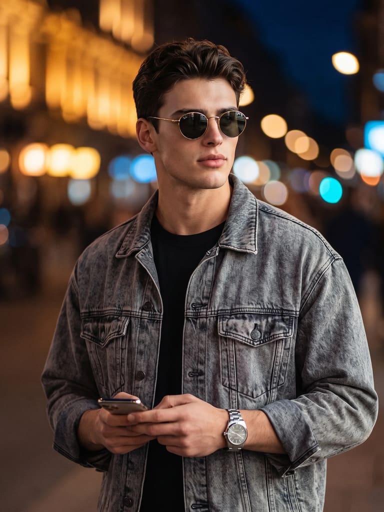 Night Street Neon Glow Aesthetic Guy Sunglasses (Variation 2)