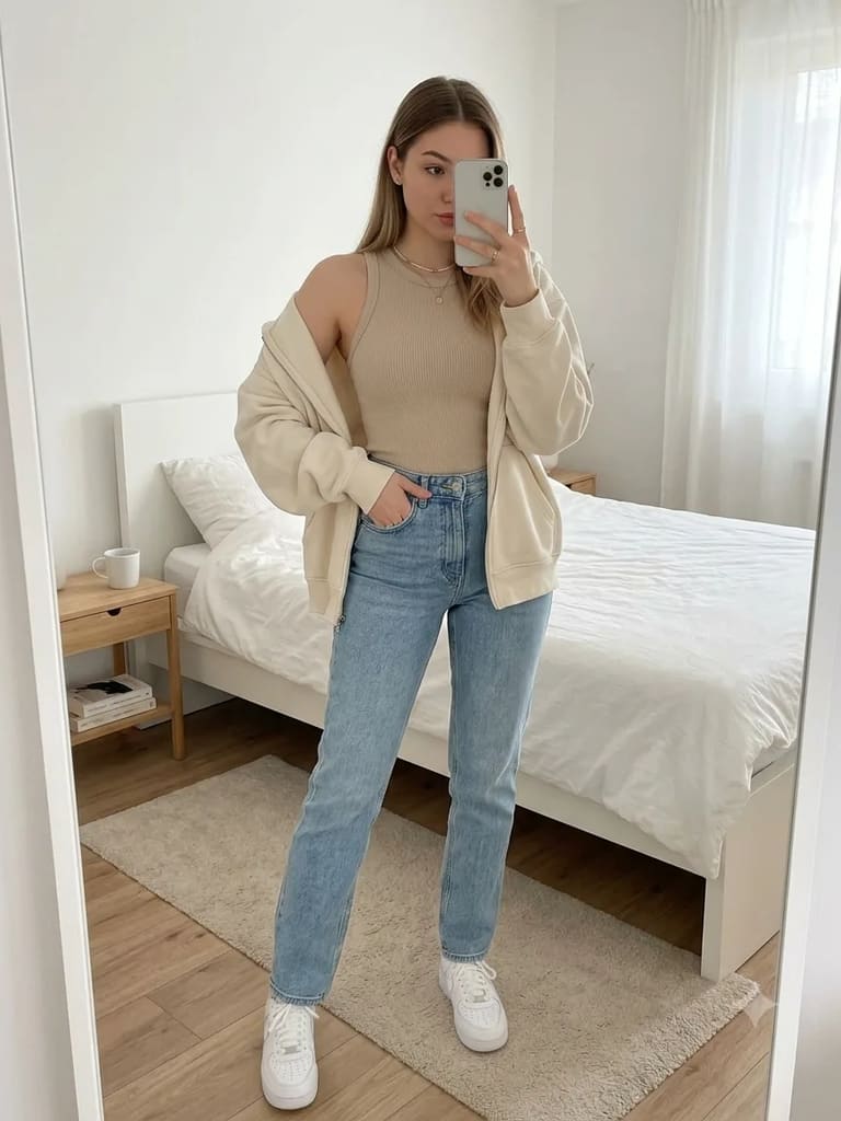 Girl Mirror Selfie Casual Wear Portrait (Variation 4)