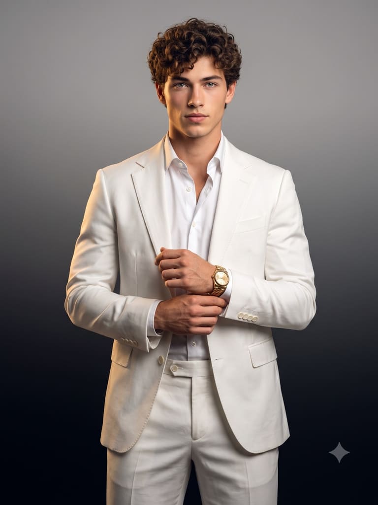 Classic White Suit Men's Fashion Portrait (Variation 2)