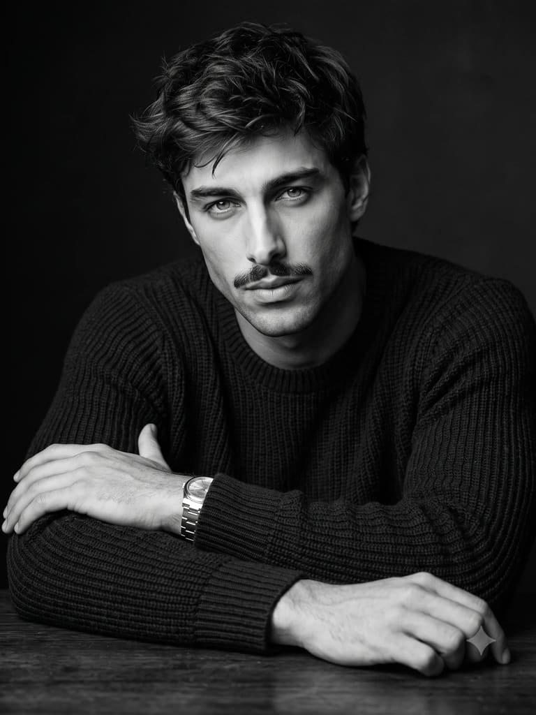 Black and White Classic Male Portrait (Variation 1)