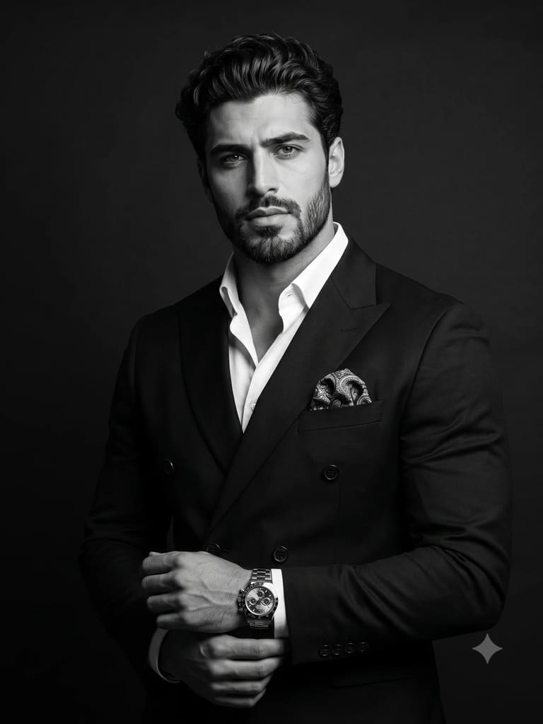 Classic Monochrome Portrait of Elegant Gentleman