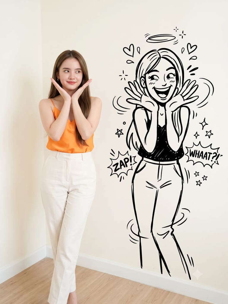Trending Real Photo Doodle Shadow Art Portrait (Variation 10)