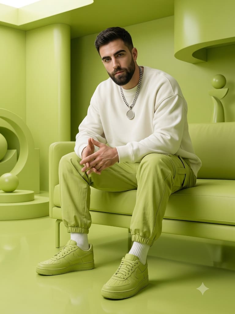 Surreal Green Studio Portrait of Man Portrait (Variation 1)