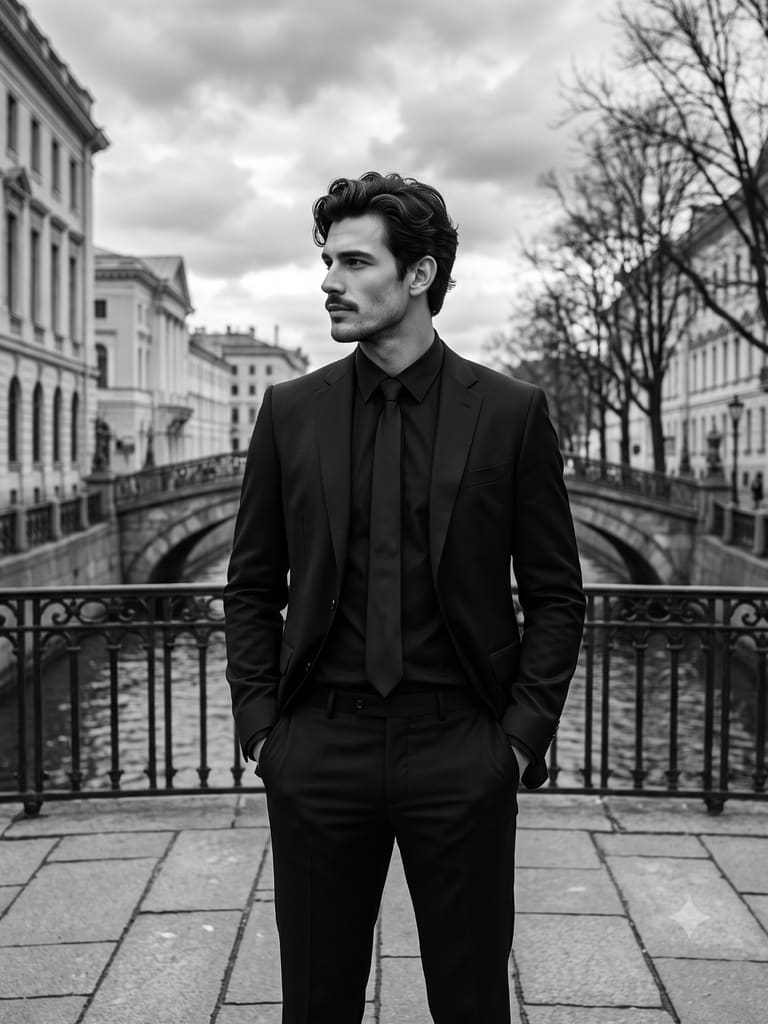 Monochrome Elegance on the Bridge