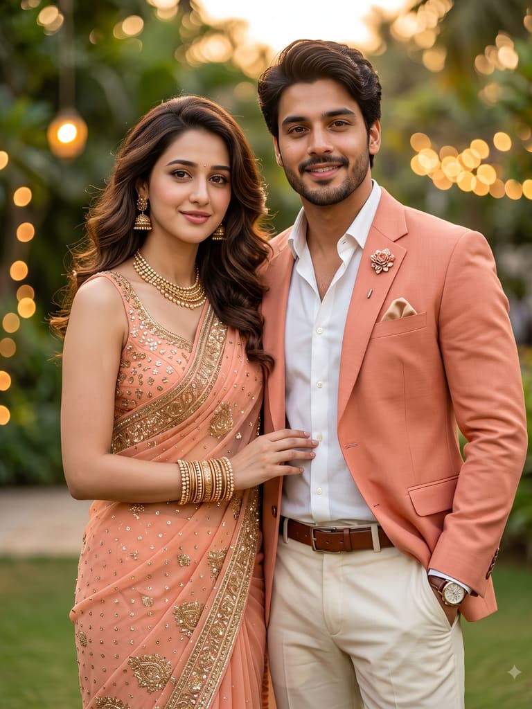 Indian Couple in Festive Elegance