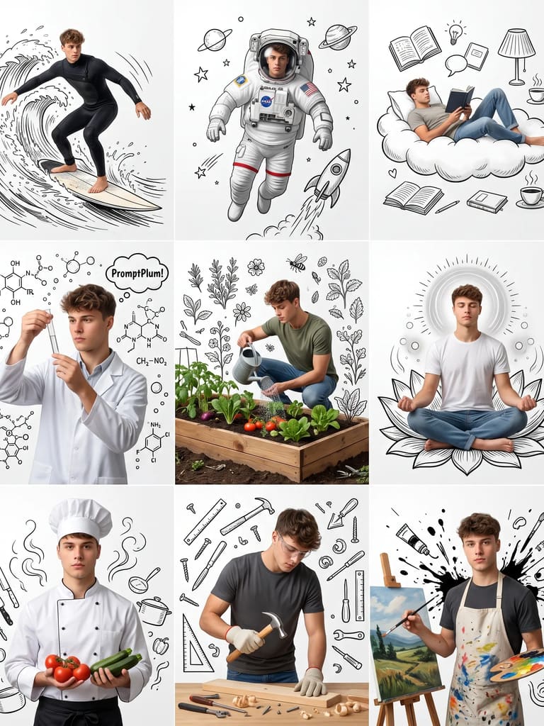 Man Doodle Line Art Collage (Variation 4)