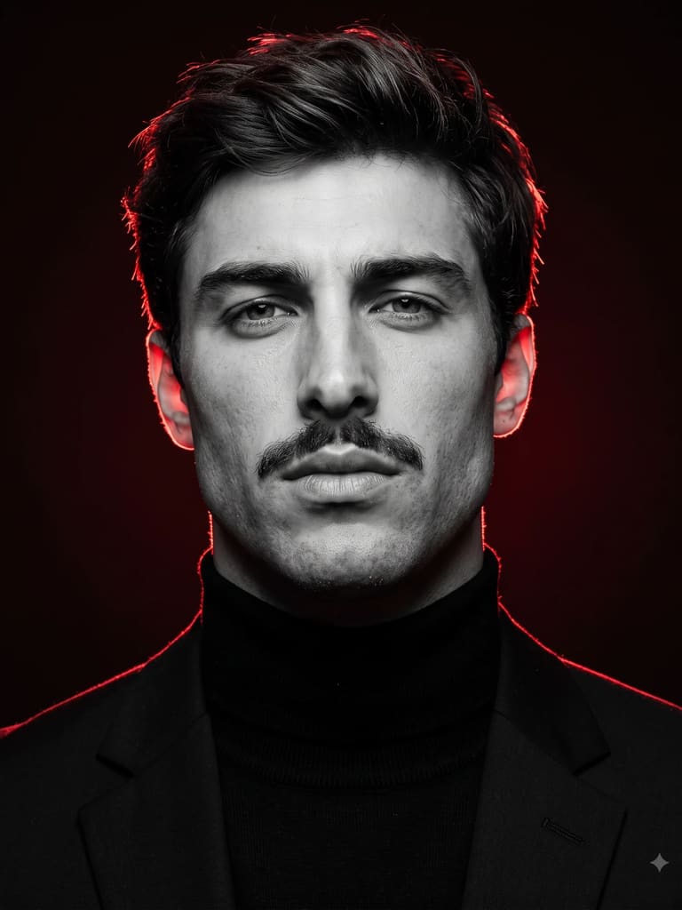 Red Rim Lighting Chiaroscuro Portrait (Variation 3)