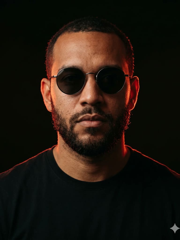 Man in Red Rim Light Portrait (Variation 2)
