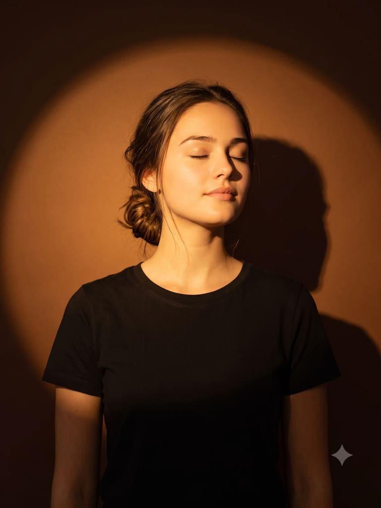Amber Circular Spotlight Dramatic Woman Portrait (Variation 3)
