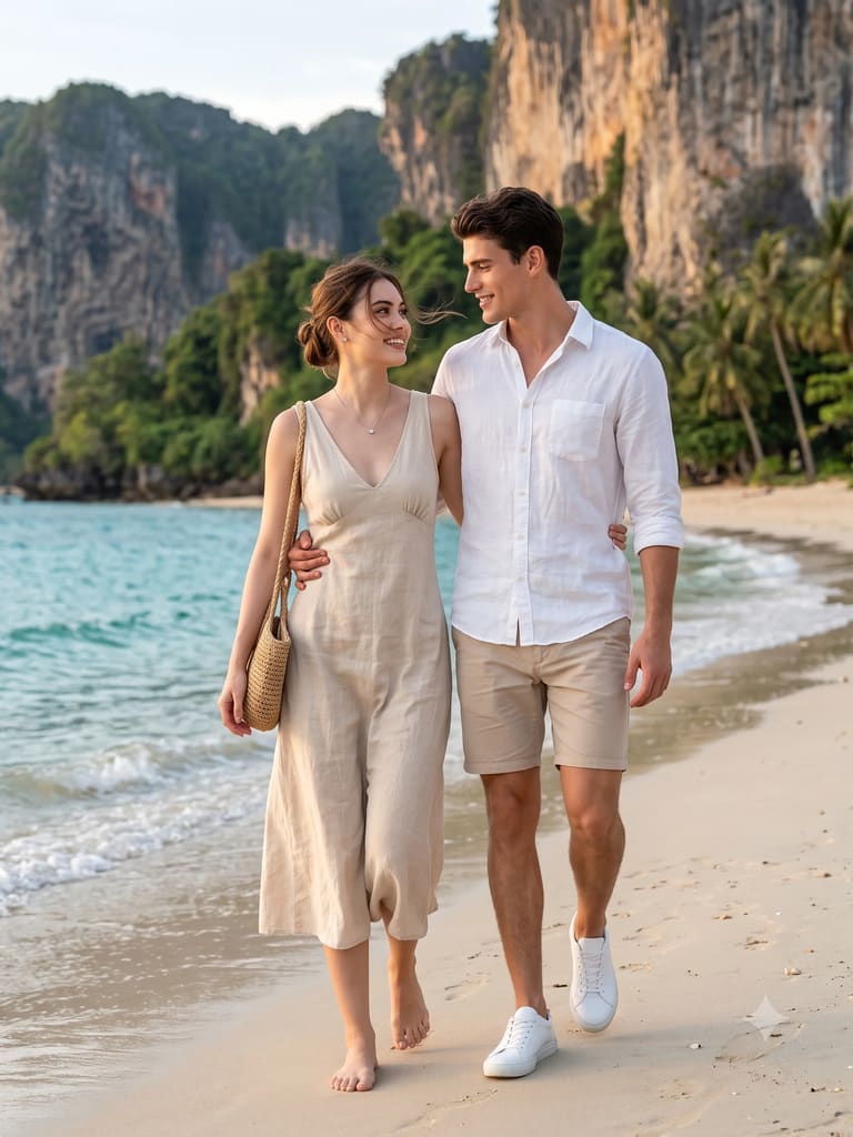 Couple Walking on Tropical Beach