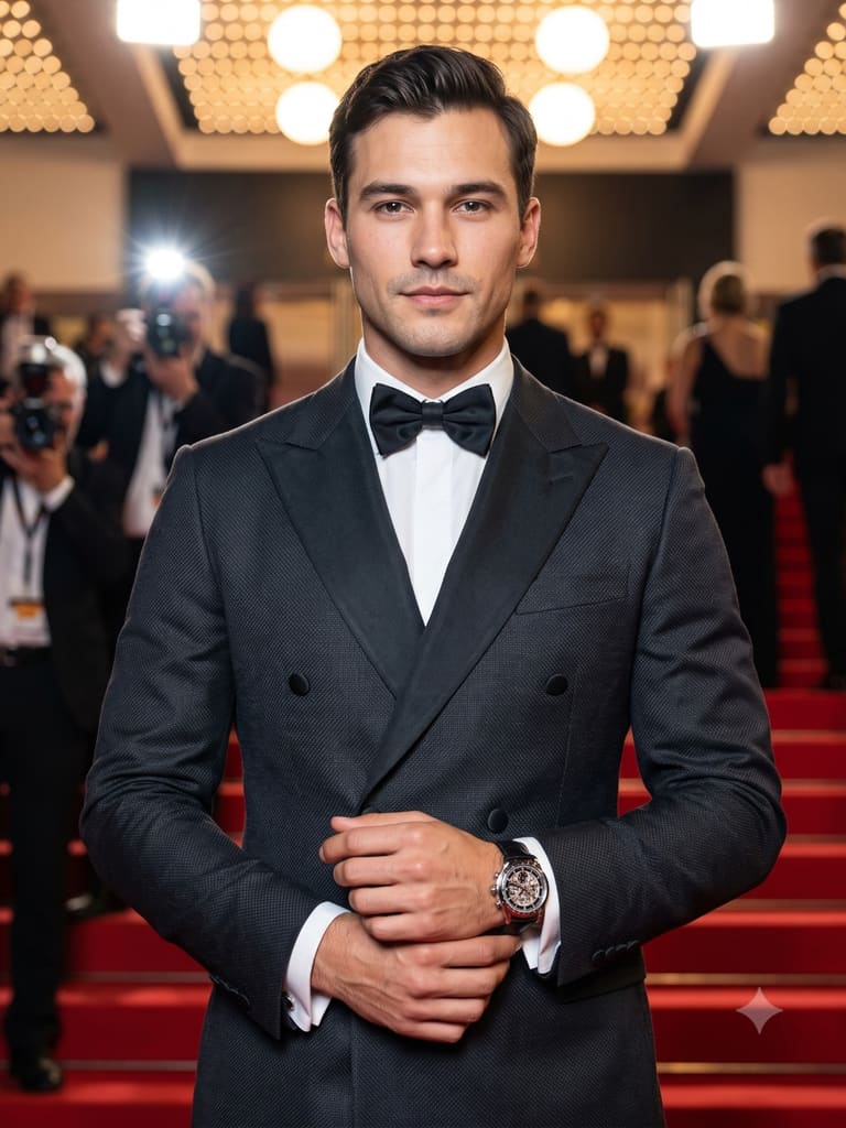 Sharp Tuxedo Red Carpet Glamour Portrait (Variation 1)