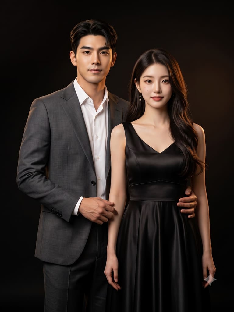 Power Couple Black Backdrop Studio Fashion Portrait (Variation 2)