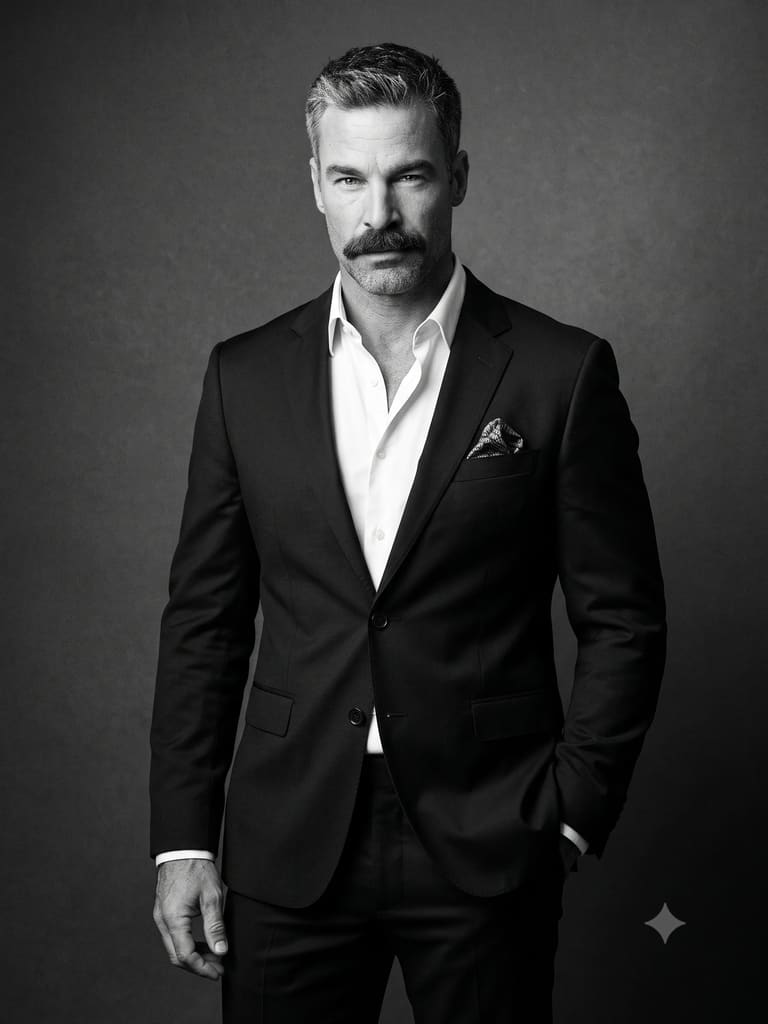 Man in Black Suit Monochrome Portrait (Variation 4)
