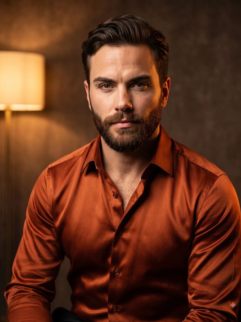 Warm Lit Portrait of Elegant Man Portrait (Variation 1)