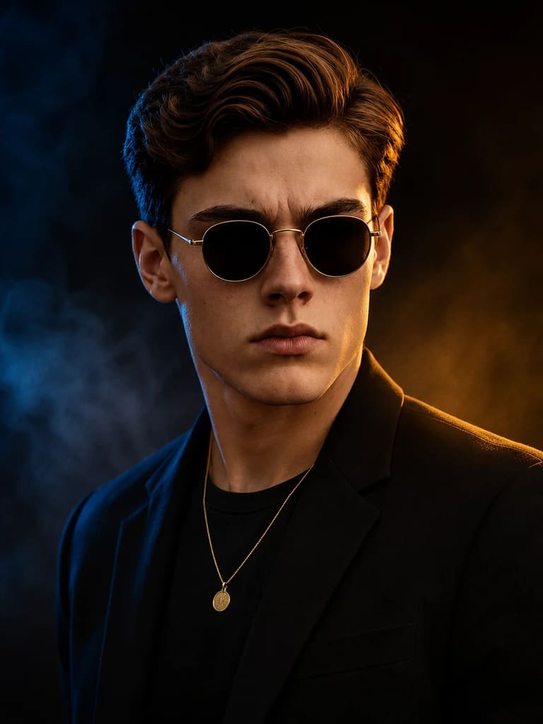 Cinematic Dual Tone Split Lighting Male Portrait (Variation 6)