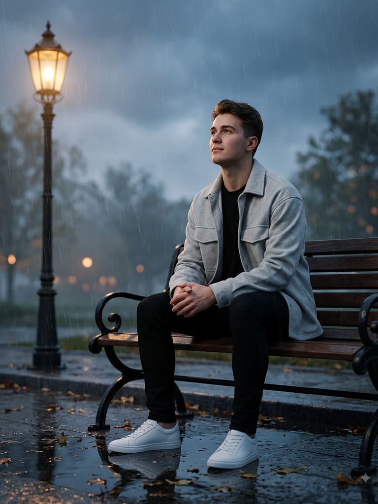 Aesthetic Sad Boy Rain Photo (Variation 2)