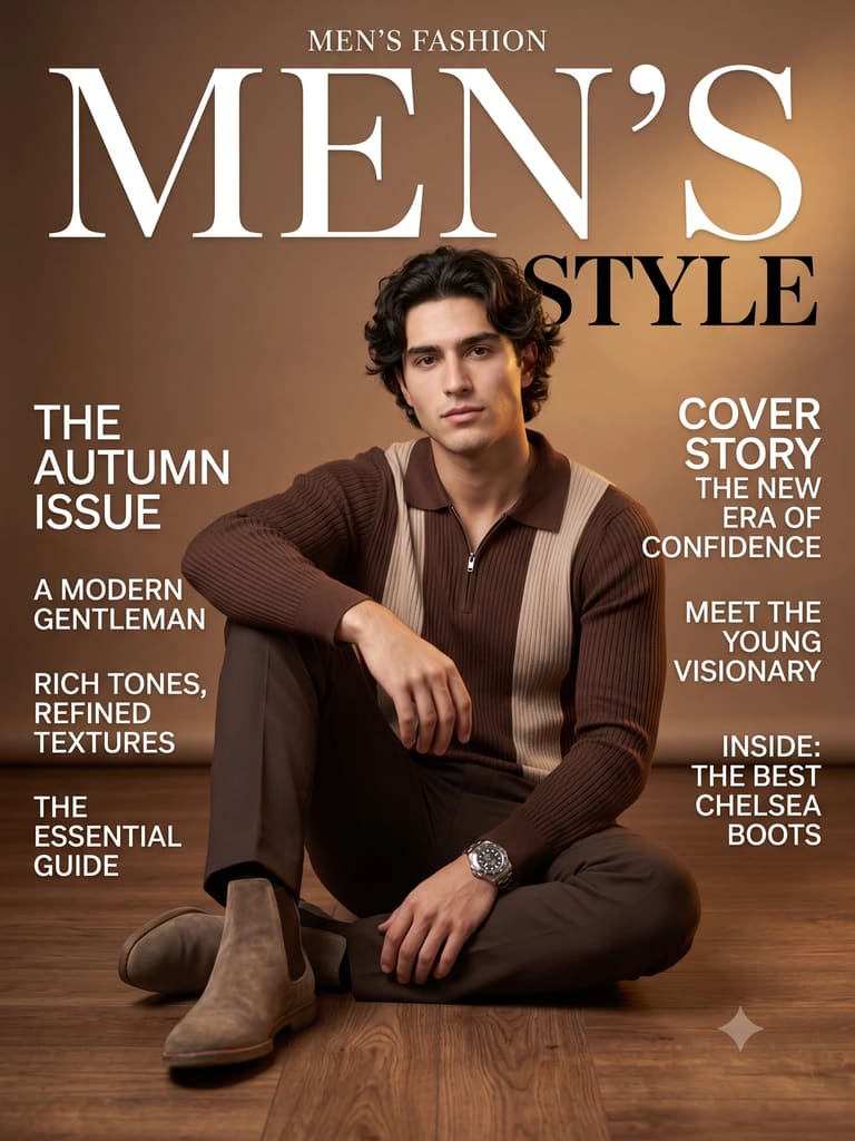 Quiet Luxury Men's Fashion Magazine Portrait (Variation 3)