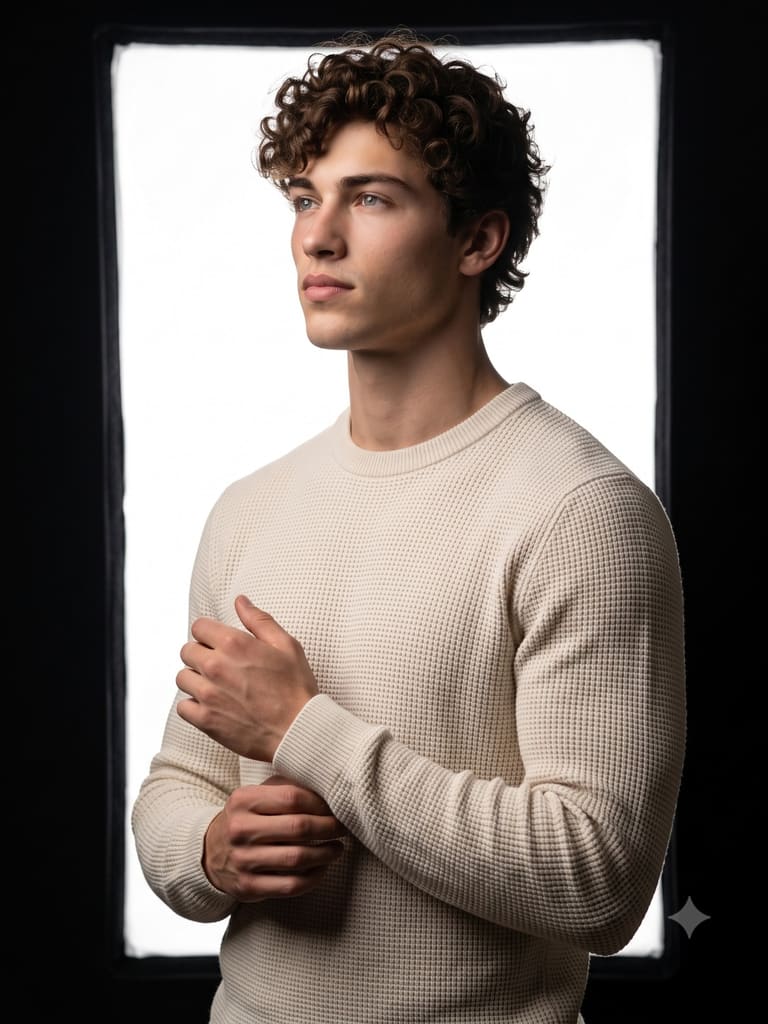 The Cream Waffle Knit Portrait