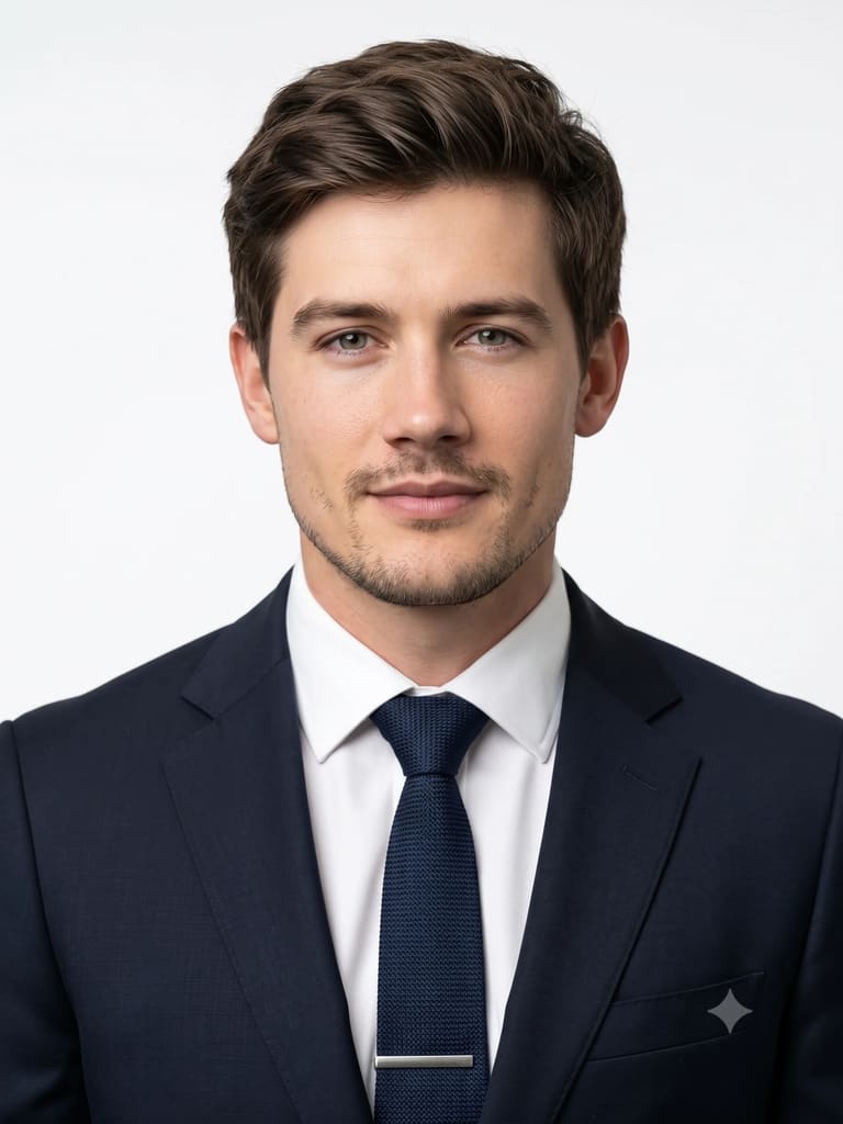 Navy Suit Corporate Headshot AI Prompt
