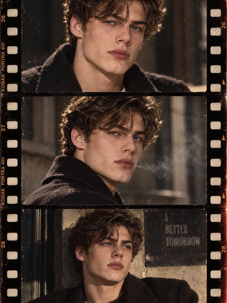 Cinematic 3 Frame Film Strip Sequence Portrait (Variation 1)