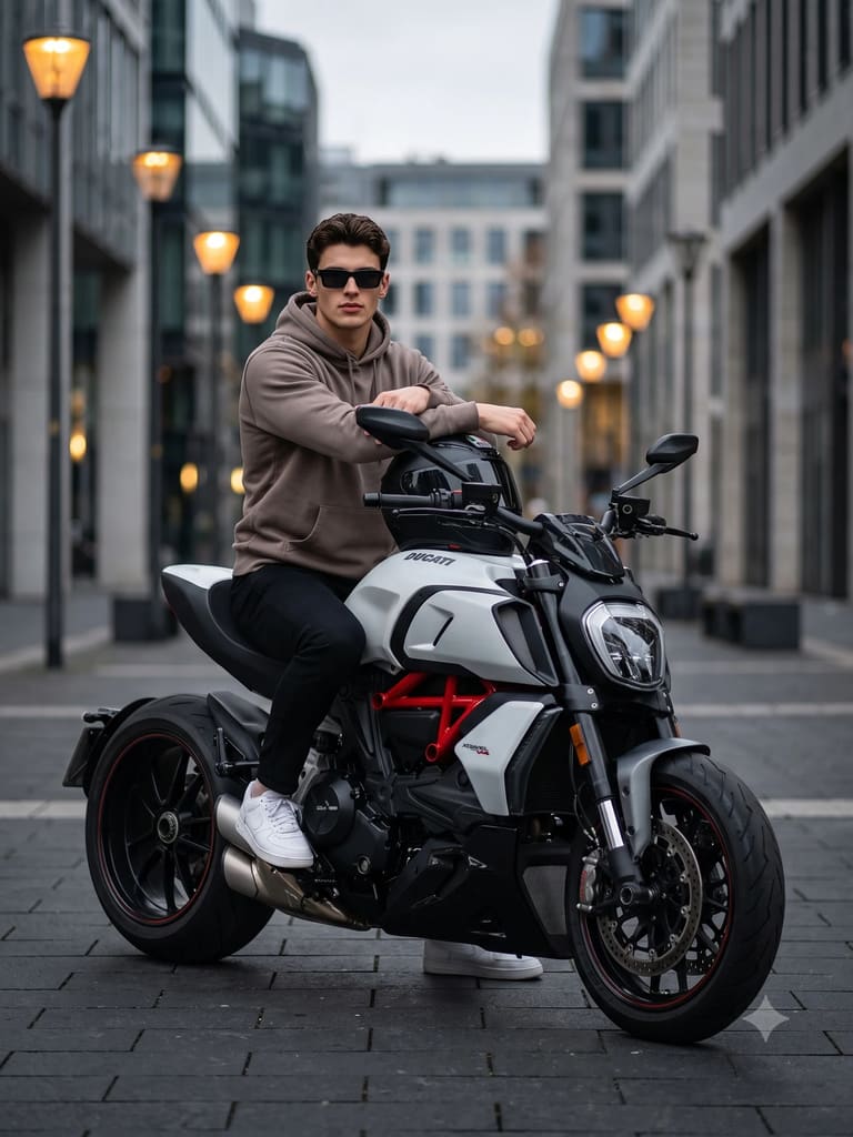 Cinematic Ducati Motorcycle Biker Portrait (Variation 5)