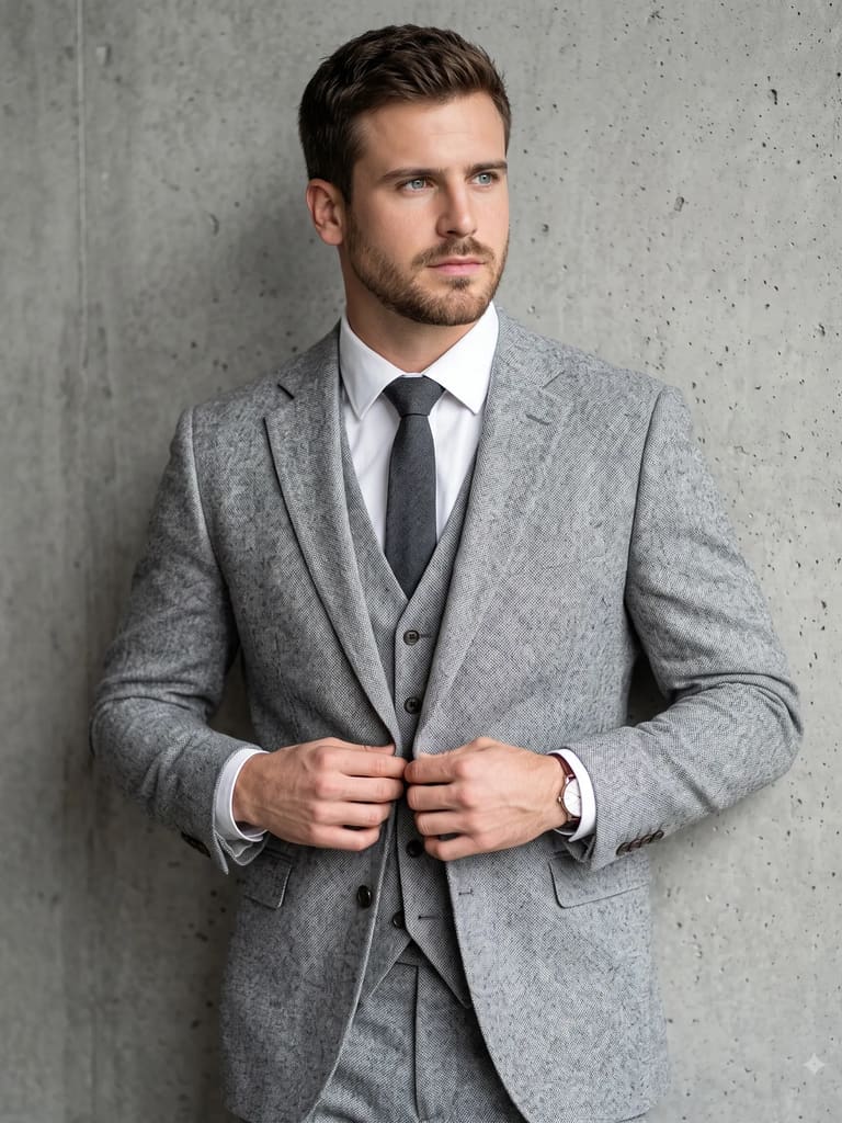 Grey Suit Aesthetic Editorial Photography (Variation 4)