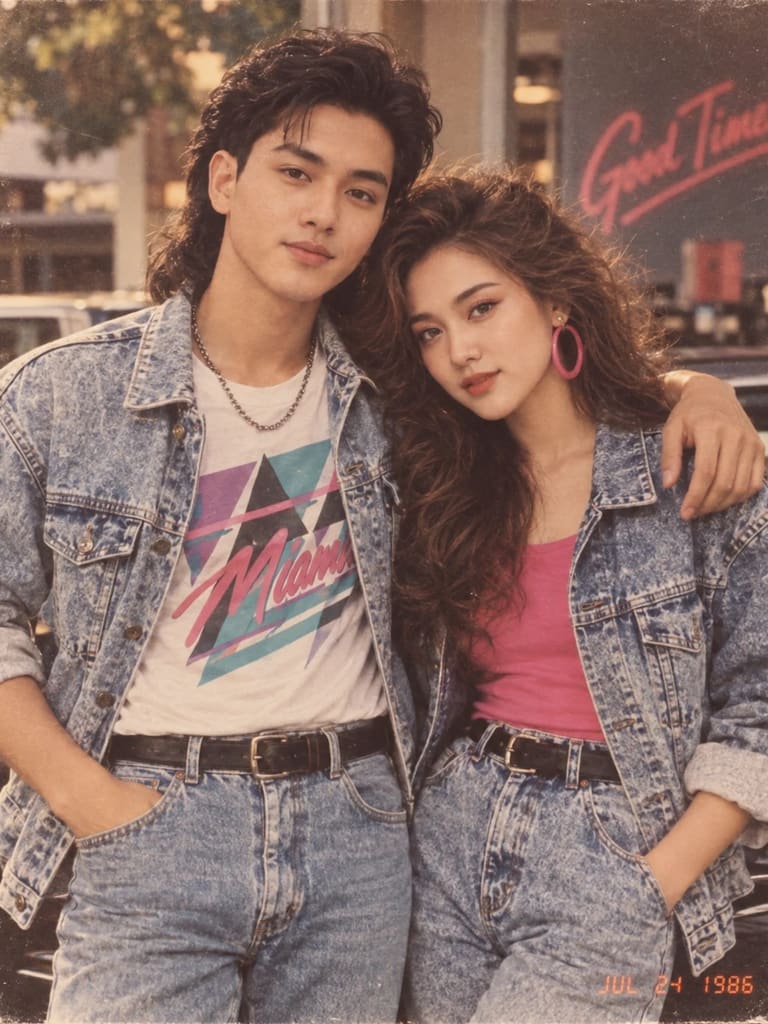 80s Vintage Couple Portrait (Variation 3)