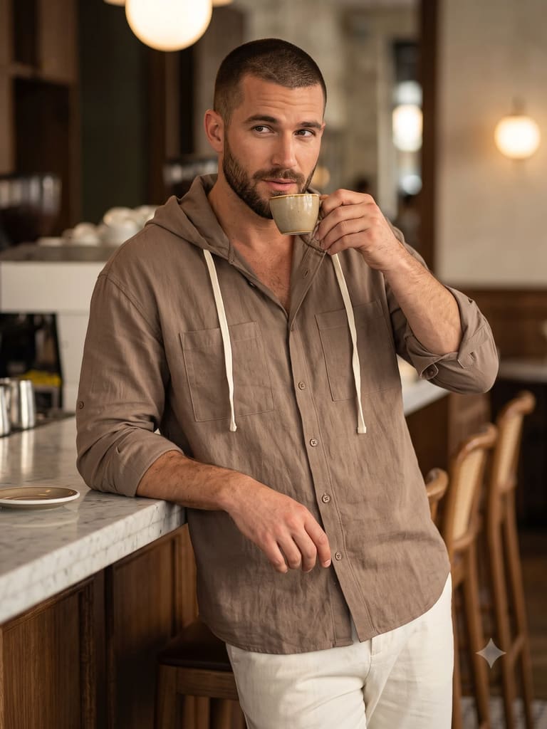 Young Man Cafe Lifestyle Coffee Portrait (Variation 2)