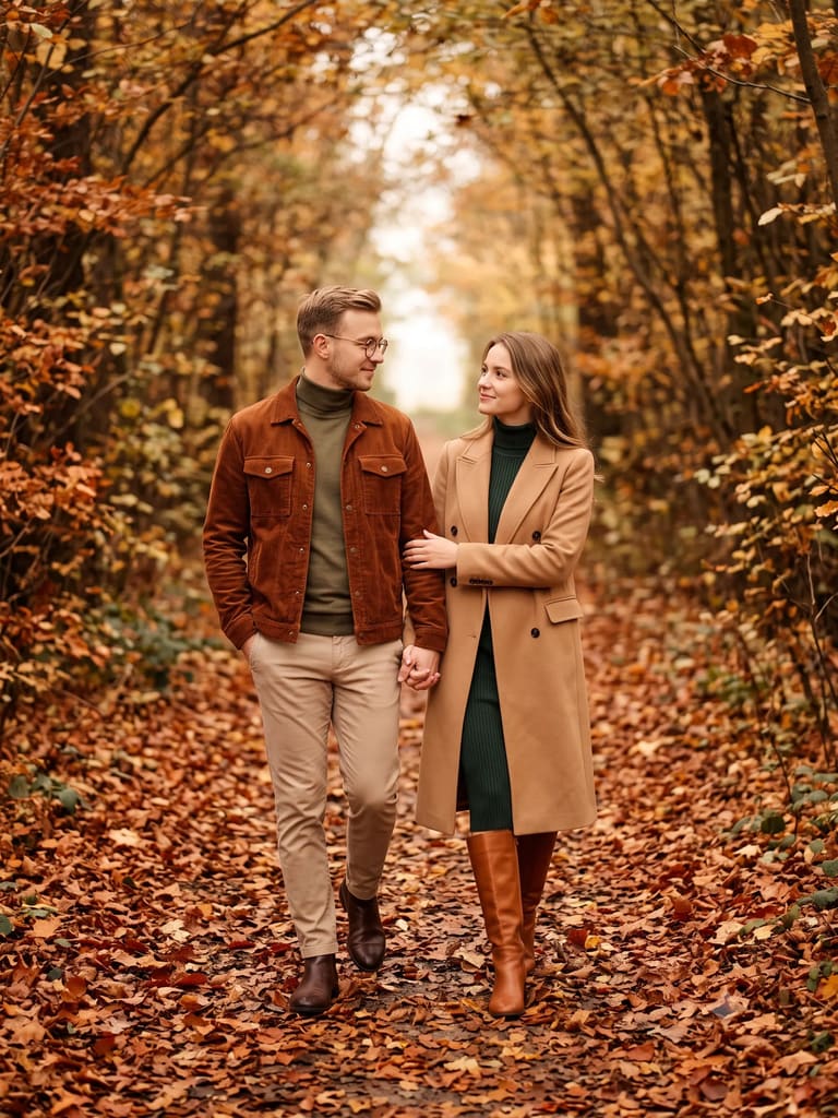 Couple Autumn Walk Cinematic Photography (Variation 3)