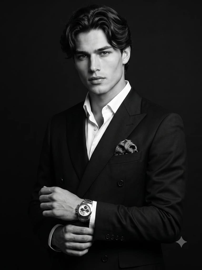 Classic Monochrome Portrait of Elegant Gentleman Portrait (Variation 4)
