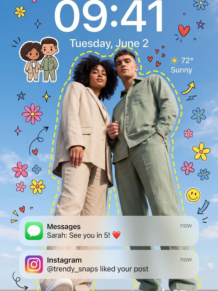 Aesthetic Couple iOS Lockscreen Wallpaper Portrait (Variation 2)