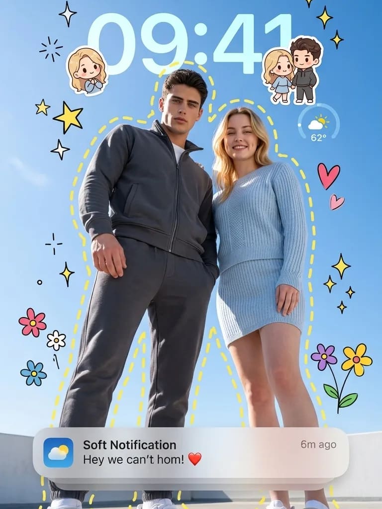Aesthetic Couple iOS Lockscreen Wallpaper Portrait (Variation 3)