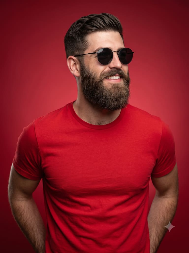 Profile in Red Fashion Portrait (Variation 3)