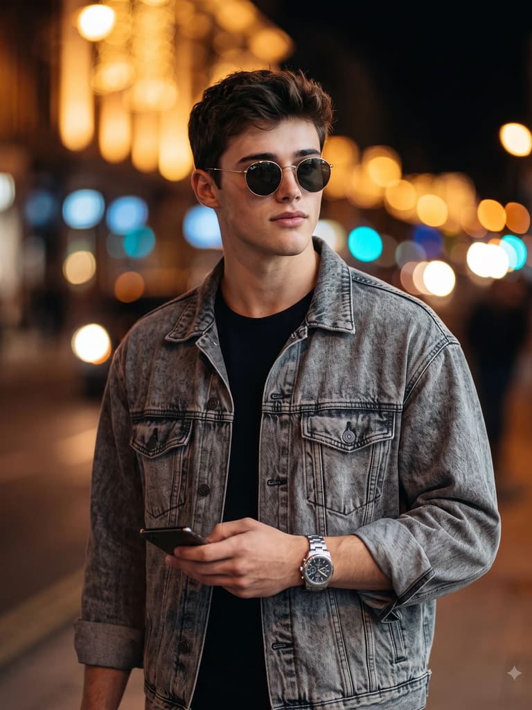 Aesthetic Guy Sunglasses Night Photo
