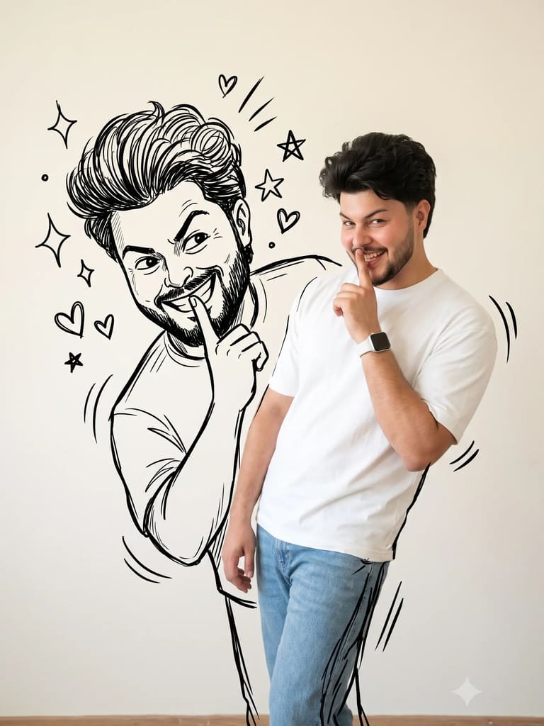 Trending Real Photo Doodle Shadow Art Portrait (Variation 11)