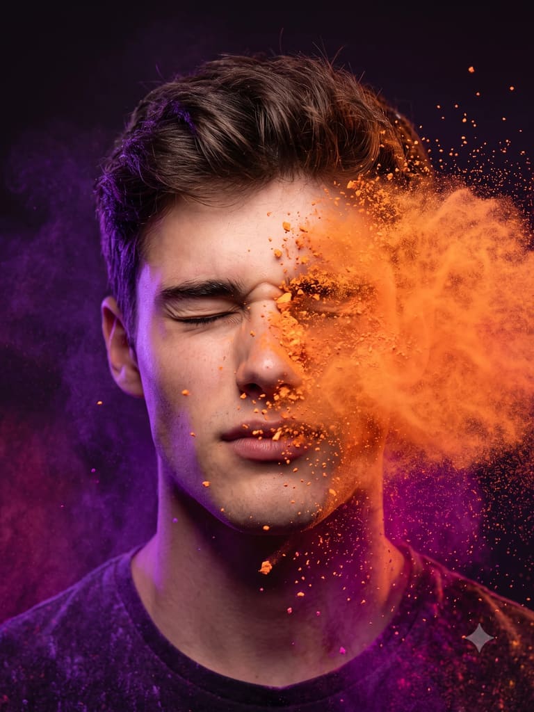 High-speed Powder Explosion Portrait (Variation 5)