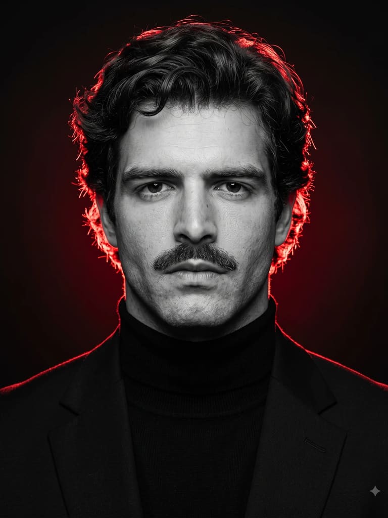 Red Rim Lighting Chiaroscuro Portrait (Variation 5)
