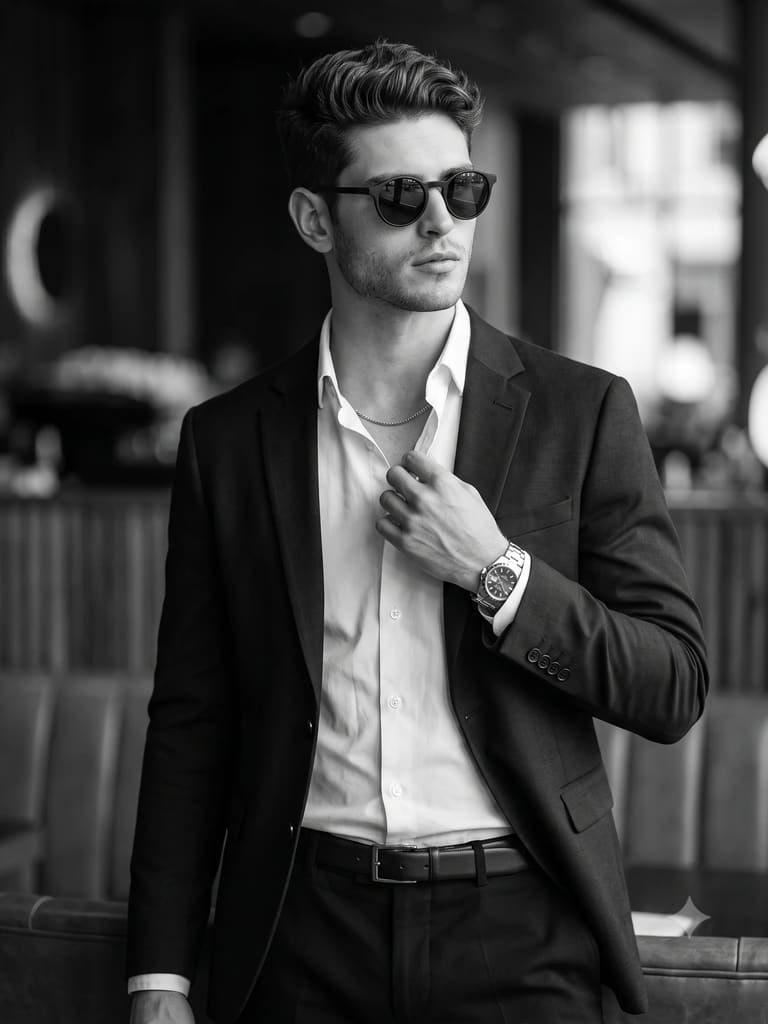 Quiet Luxury B&w Male Portrait (Variation 2)