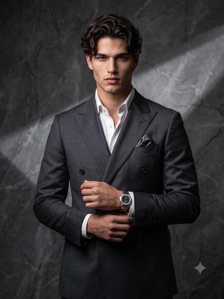 Luxury Men's Fashion Double-breasted Suit Portrait (Variation 2)