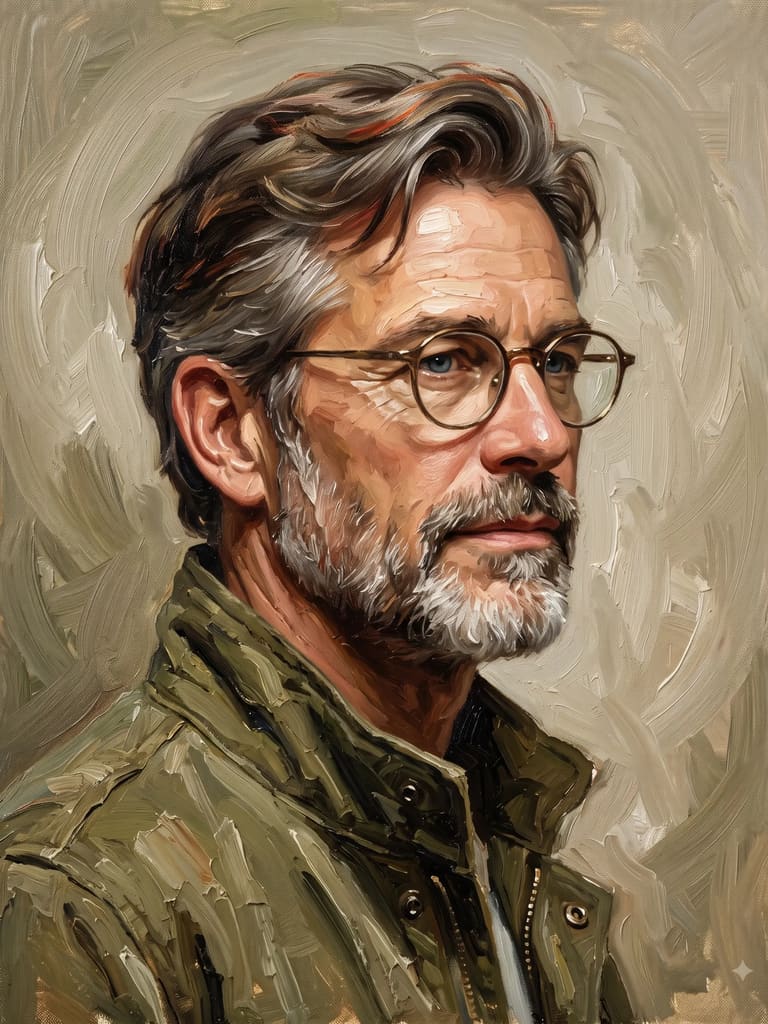 Impasto Oil Portrait of a Handsome Man