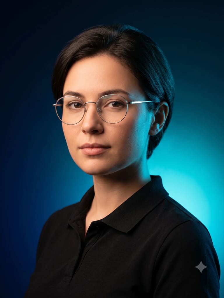 Studio Portrait with Cyan Glow Portrait (Variation 3)