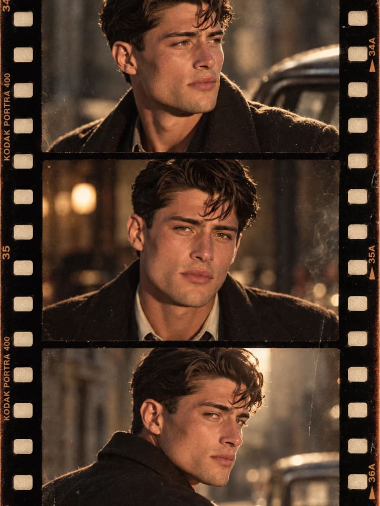 Cinematic 3 Frame Film Strip Sequence Portrait (Variation 3)