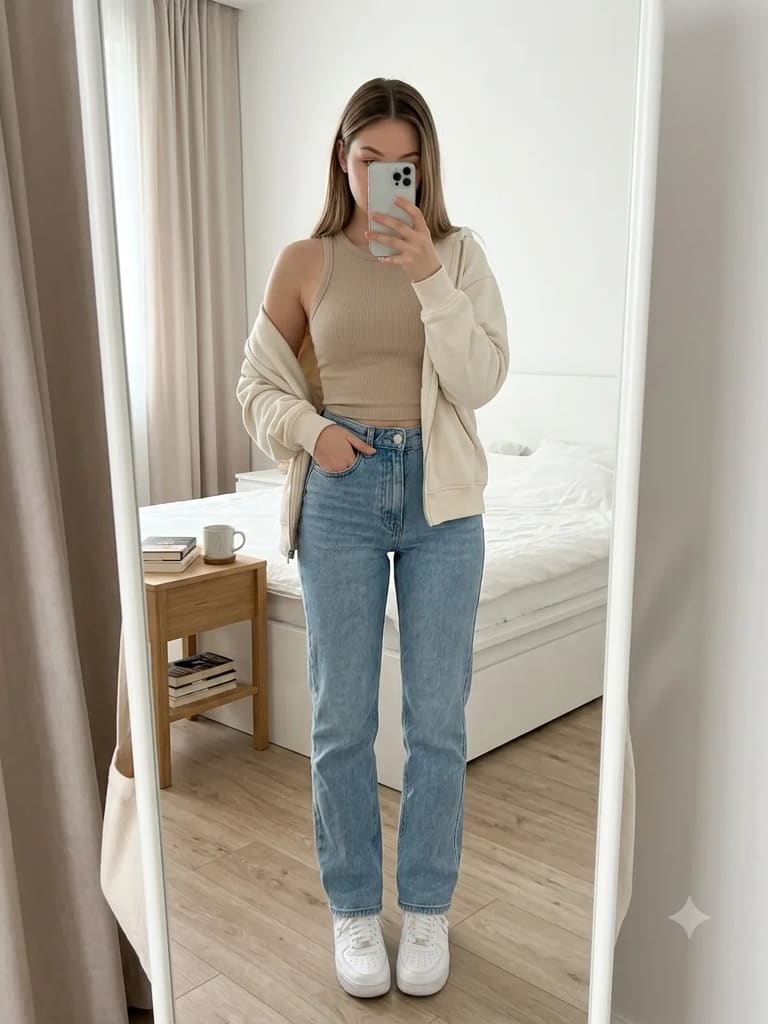 Girl Mirror Selfie Casual Wear Portrait (Variation 3)